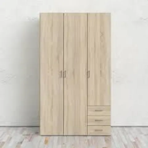 BOXED SPACE WARDROBE WITH 3 DOORS + 3 DRAWERS - OAK STRUCTURE (2 BOXES)
