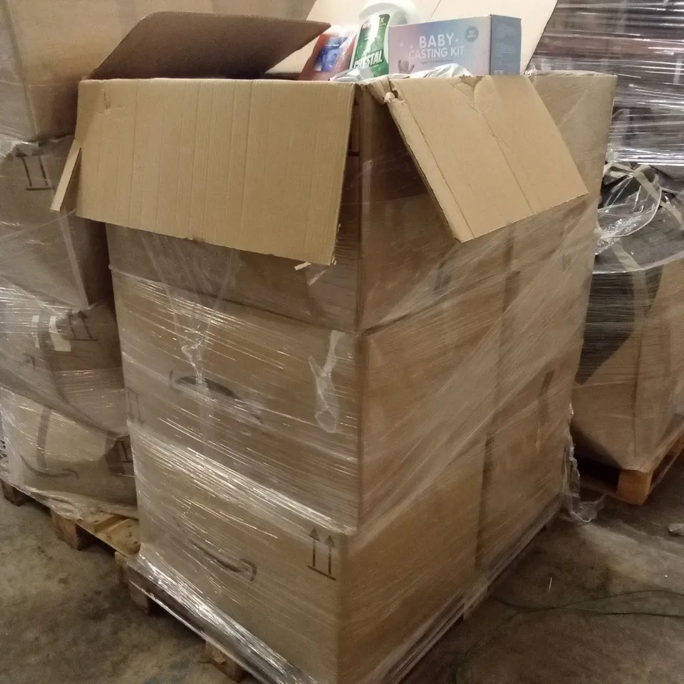 PALLET TO CONTAIN A LARGE ASSORTMENT OF LIQUID BASED PRODUCTS TO INCLUDE; LAUNDRY CLEANER, WD-40, DRIVEWAY CLEANER, FREEZER BLOCKS, AIRBRUSH PAINT ETC 
