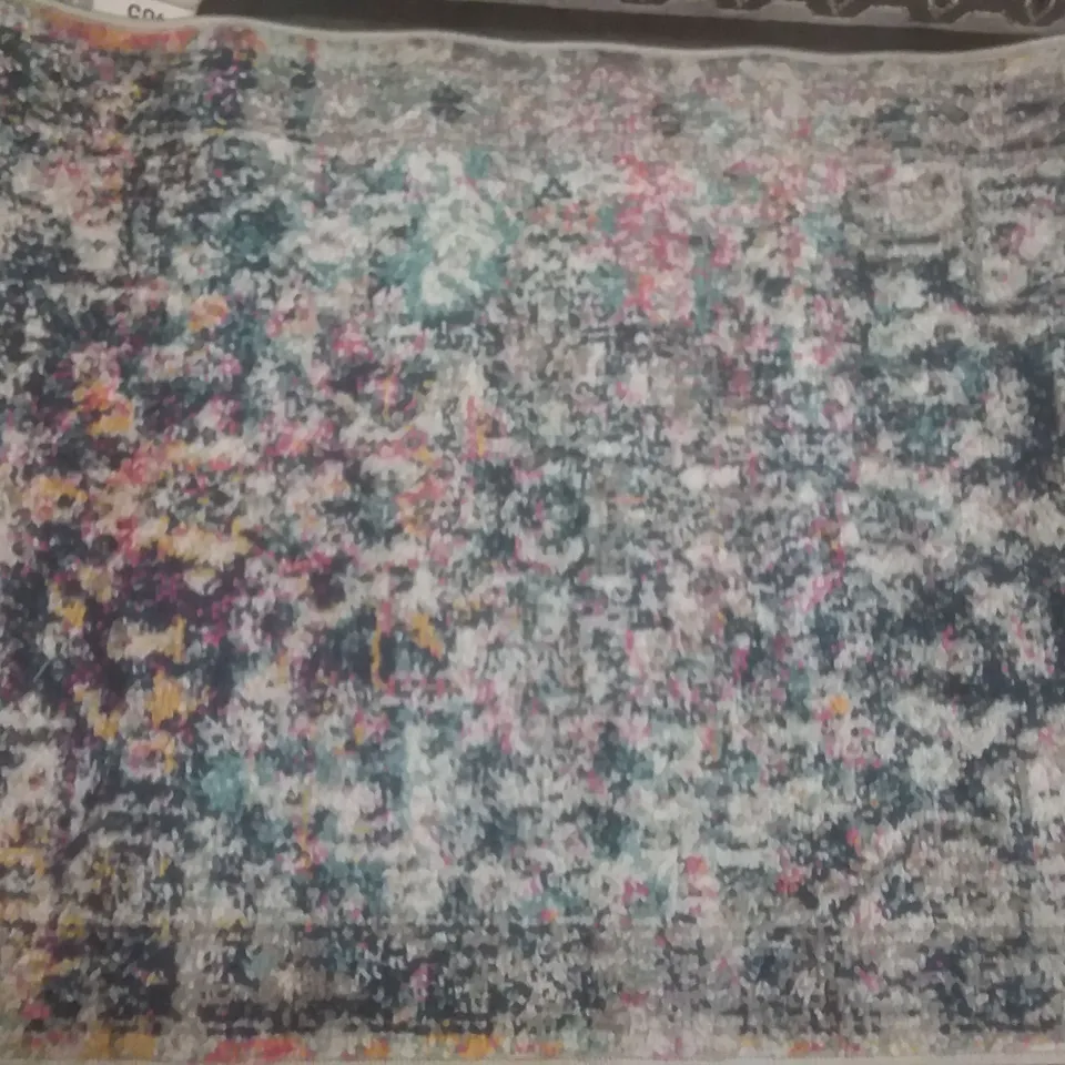 BURCIAGA POWER LOOM BLUE/WHITE/ORANGE RUG 2'X3'