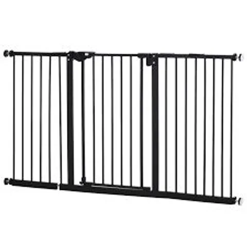 BOXED PAWHUT DOG GATE STAIR GATE PRESSURE FIT PETS BARRIER AUTO CLOSE FOR DOORWAY HALLWAY, 74-148CM WIDE ADJUSTABLE, BLACK