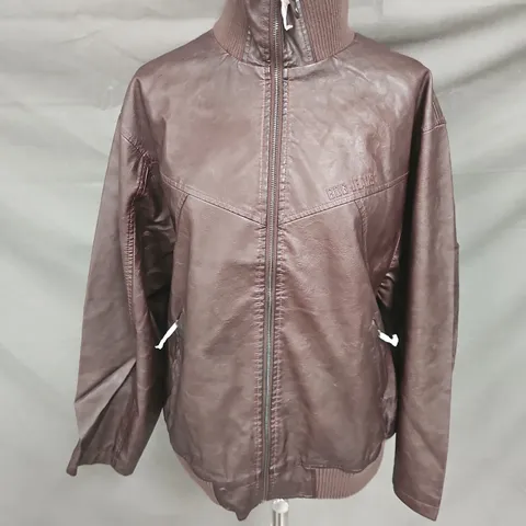 BDG PU BOMBER JACKET IN BROWN SIZE M