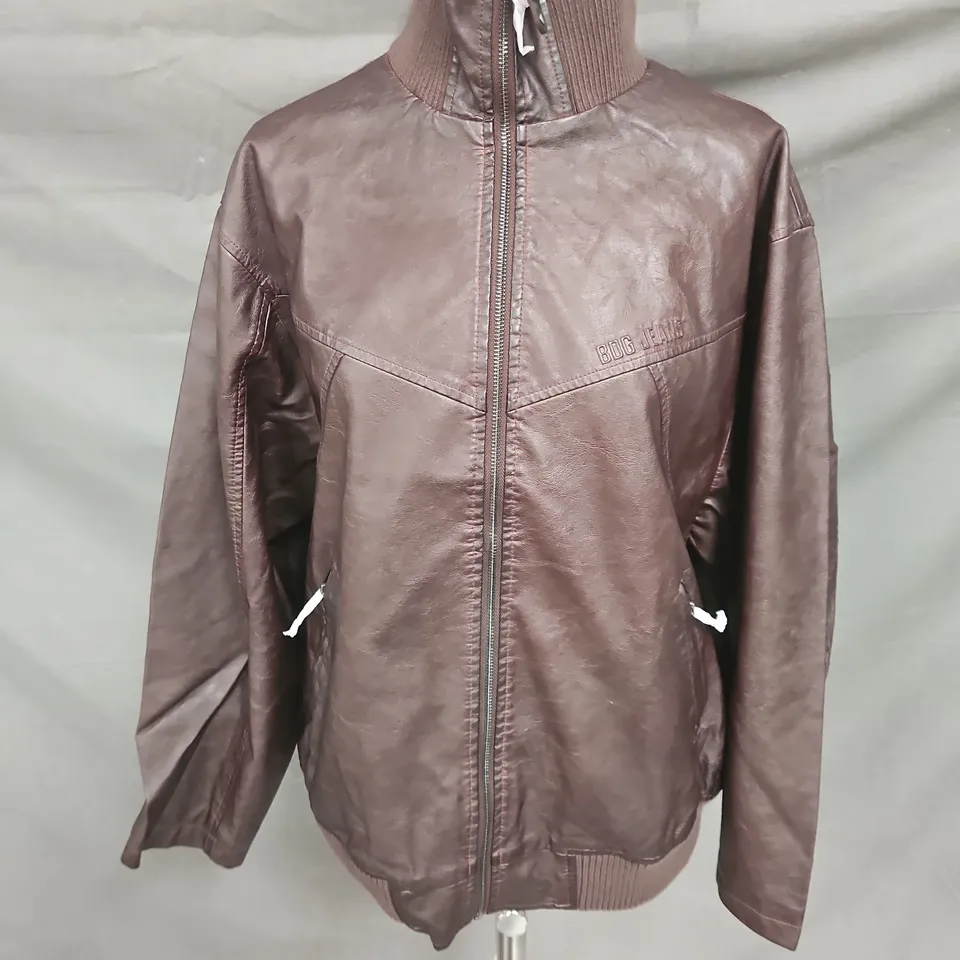 BDG PU BOMBER JACKET IN BROWN SIZE M