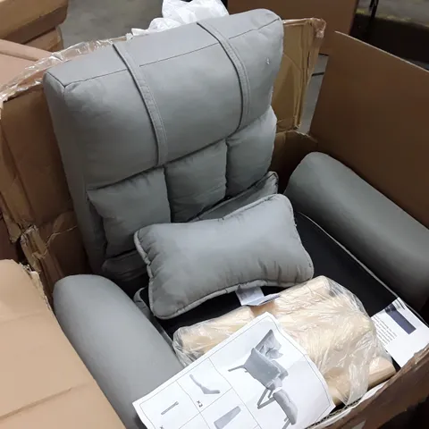 BOXED UPHOLSTERED FABRIC LOUNGE CHAIR - GREY (1 BOX)