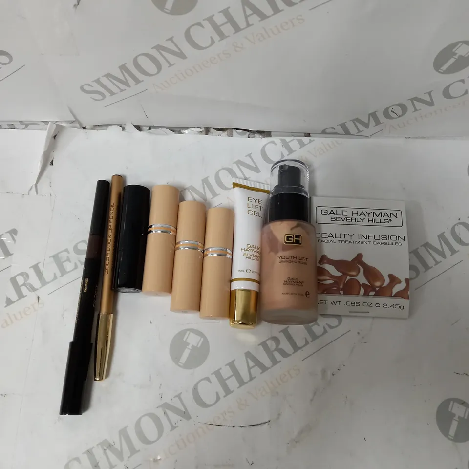 BOX OF APPROX 8 ASSORTED GALE HEYMAN BEAUTY PRODUCTS TO INCLUDE LUMINIZING PRIMER, EYE LIFT GEL, COLOUR LOCK LIP PENCIL, ETC. 