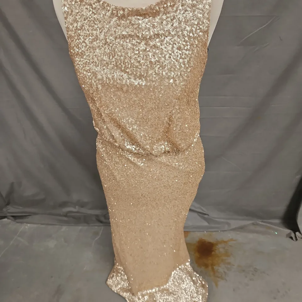 SORELLA VITA SEQUIN OCCSION DRESS IN GOLD SIZE 10