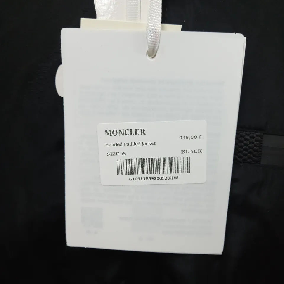 MONCLER HOODED PADDED COAT SIZE 6