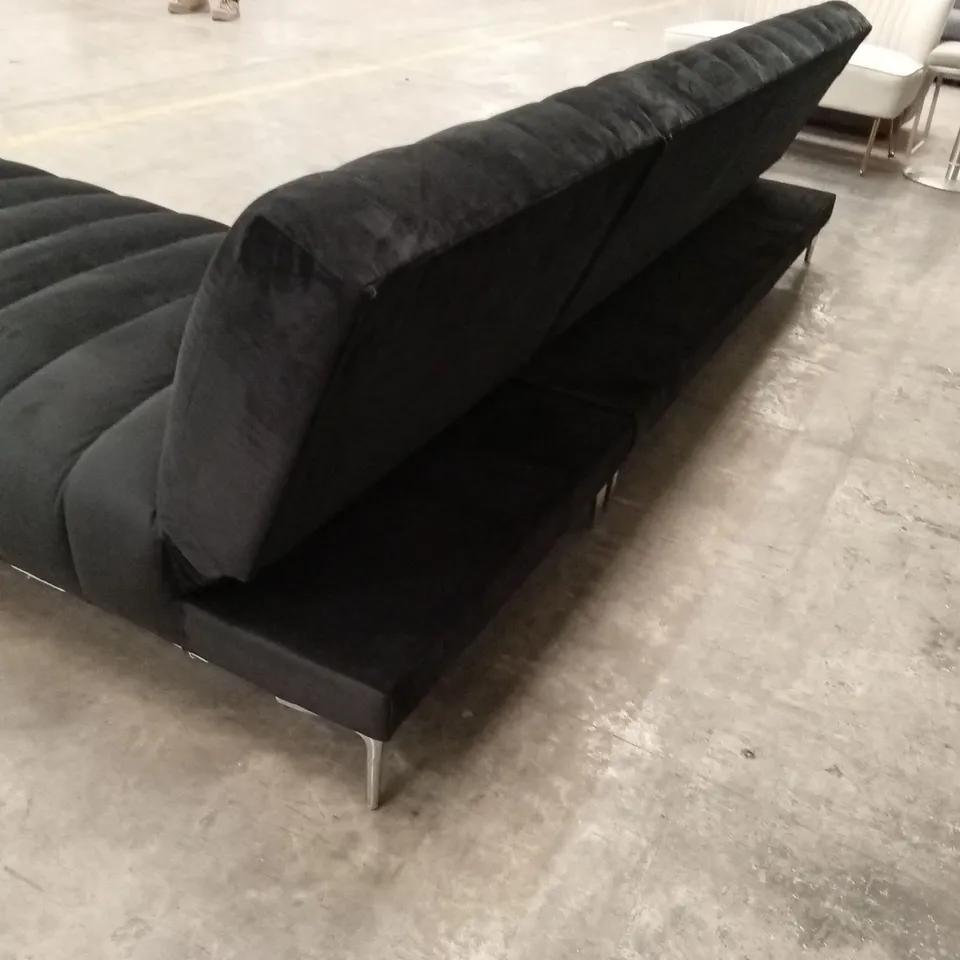 DESIGNER BLACK VELVET CORNER SOFA BED