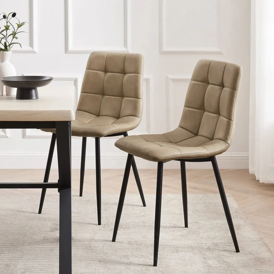 BOXED DUSK EDEN SET OF 2 DINING CHAIRS - FAUX LEATHER - BROWN (1 BOX)