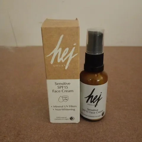 BOXED HEJ ORGANICS SENSITIVE SPF15 FACE CREAM (30ML)