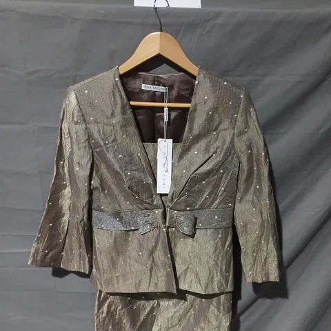 GINA BACCONI 3 PIECE SKIRT SUIT IN OLIVE GREEN - SIZE 14