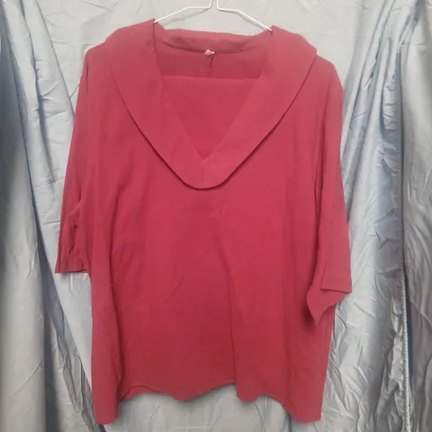 RED WOMEN'S TOP WITH DRAPED COWL NECKLINE AND PANT TWO PIECE SETβ SIZE M