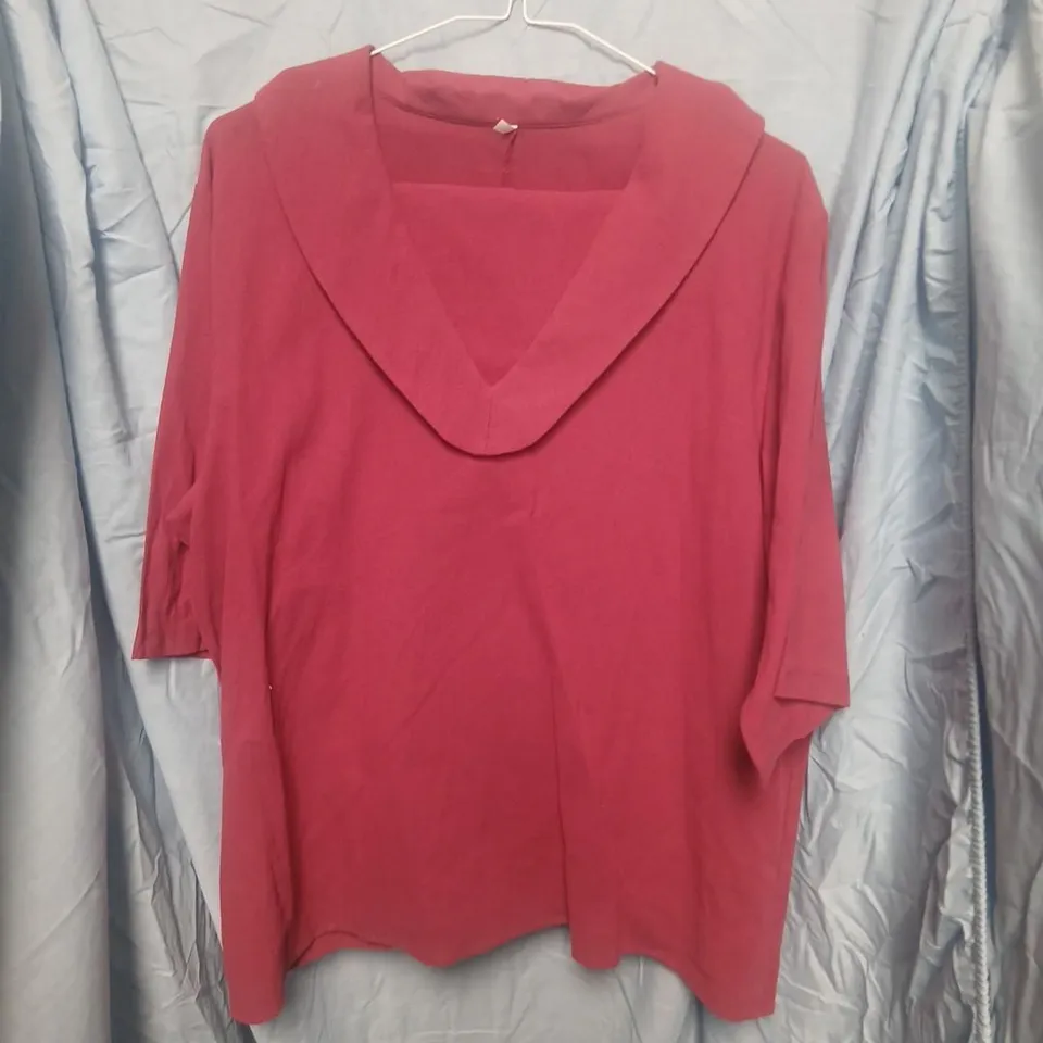 RED WOMEN'S TOP WITH DRAPED COWL NECKLINE AND PANT TWO PIECE SET– SIZE M