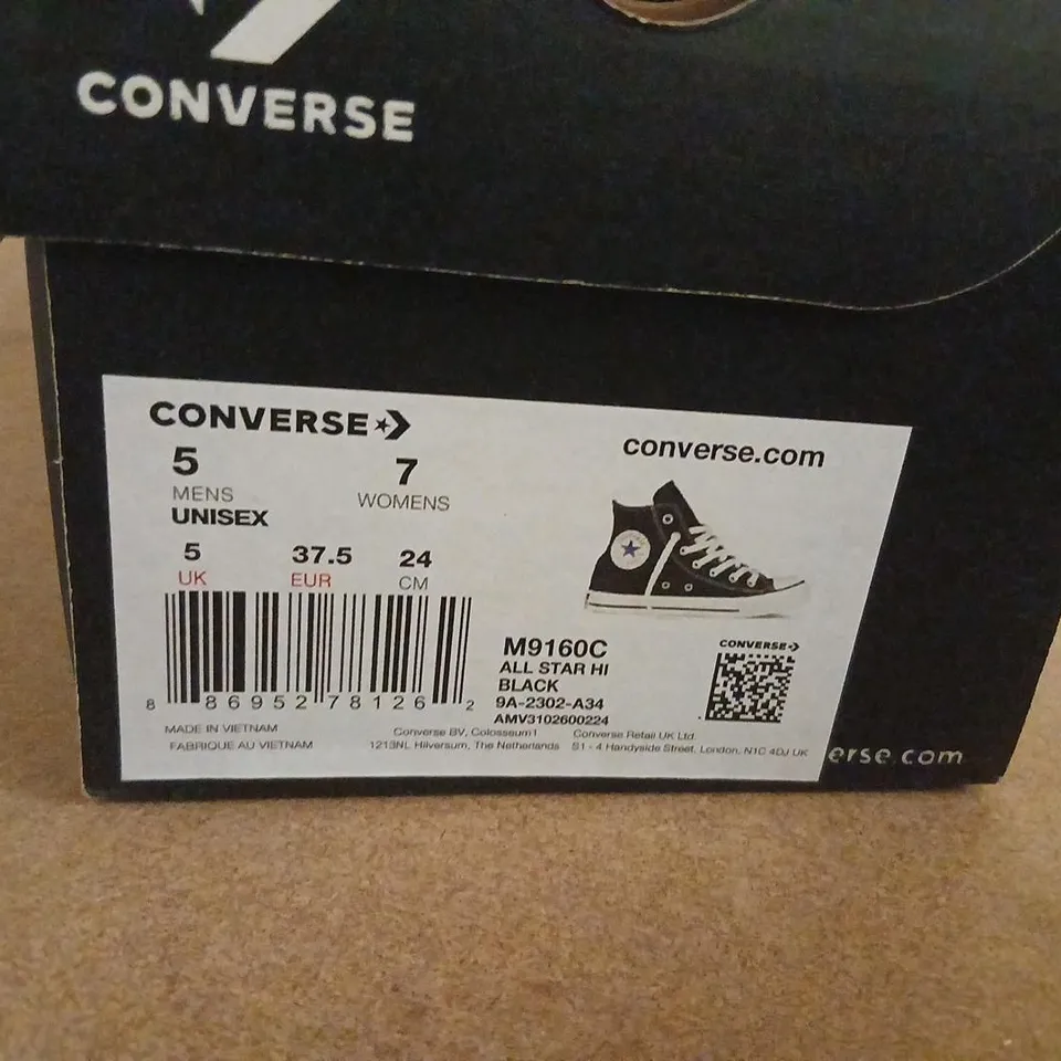 CONVERSE ALL STAR HI BLACK SNEAKERS – M9160C, UK 5 / US 5 / EUR 37.5