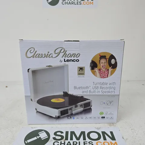 LENCO CLASSIC PHONO TT-115CR TURNTABLE WITH BLUETOOTH, USB RECORDING AND BUILT-IN SPEAKERS