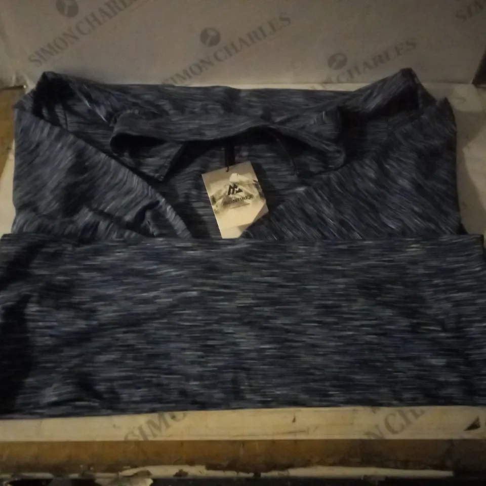 GROUP OF 2 MONTRIEX TRAIL 2.0 MEN'S 1/4 ZIP, BLACK/GREY MULTI AND NAVY/BLUE MULTI BOTH IN LARGE