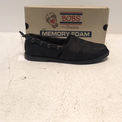 UK 6 SKECHERS BOBS MEMORY FOAM WOMEN’S SLIP-ON SHOES – BLACK