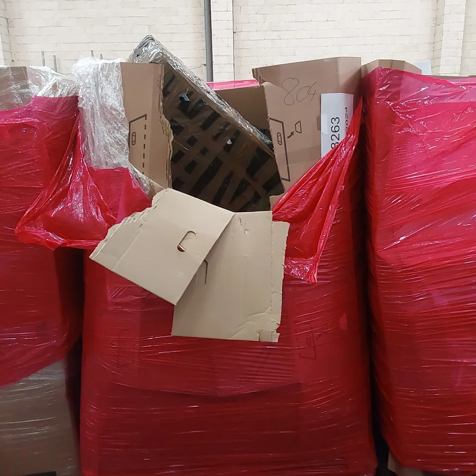 PALLET OF ASSORTED HOUSEHOLD ITEMS AND CONSUMER PRODUCTS TO INCLUDE;  ROUND BALLOON ARCH STANDS, BOXED FURNITURE ETC 