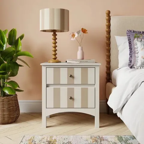 BOXED BEATRICE WIDE 2 DRAWER BEDSIDE TABLE - NATURAL (1 BOX)
