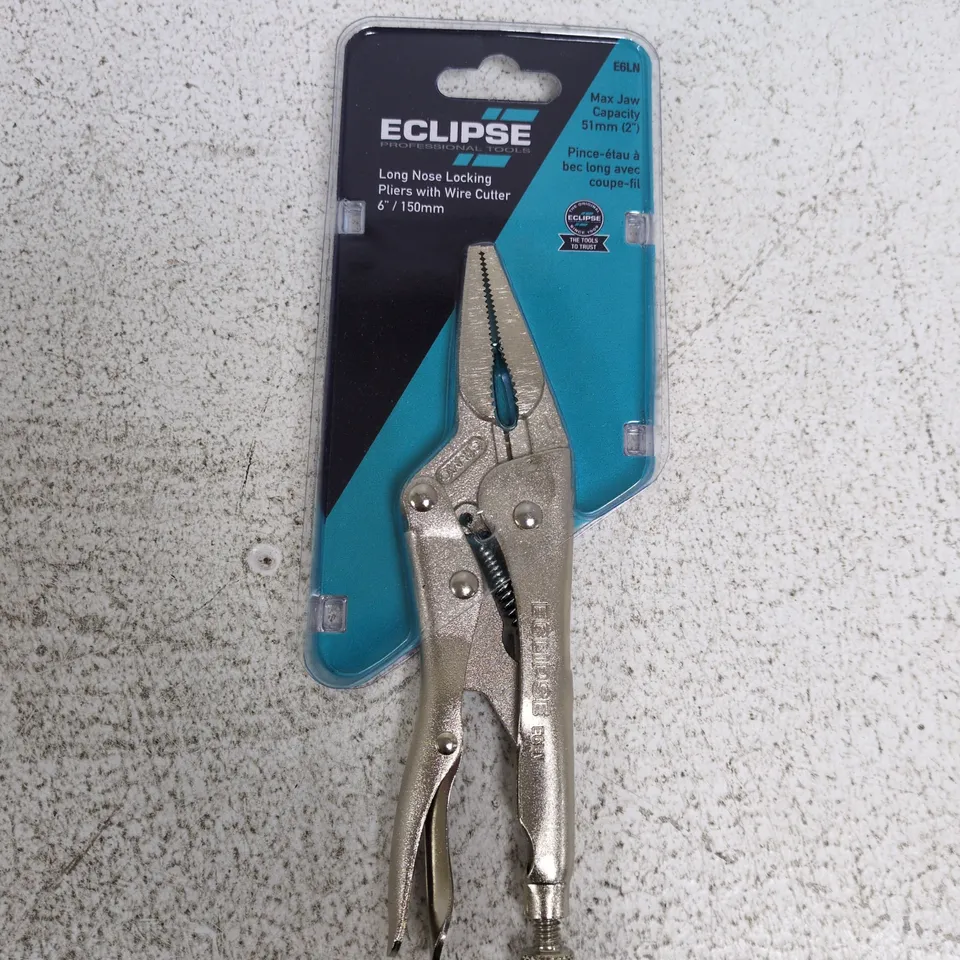 ECLIPSE LONG NOSE LOCKING PLIERS WITH WIRE CUTTER 6"