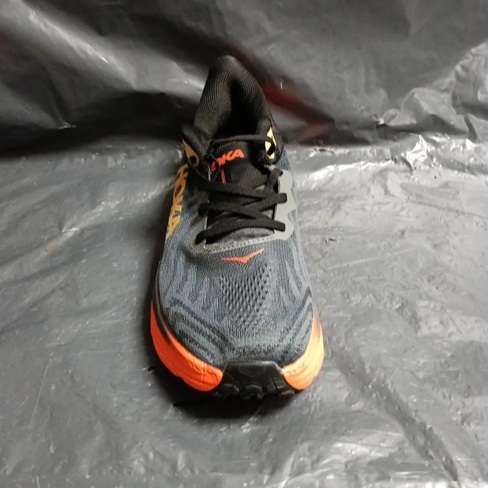 PAIR OF HOKA CHALLENGER ATR 7 TRAINERS IN GREY/ORANGE SIZE UK 10.5
