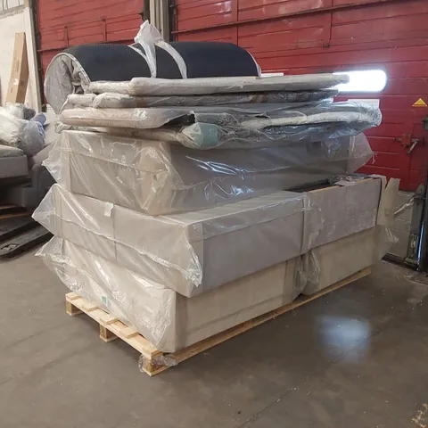 PALLET CONTAINING APPROXIMATELY 5X DIVAN BASE PARTS, 5X HEADBOARDS, 1X MATTRESS 