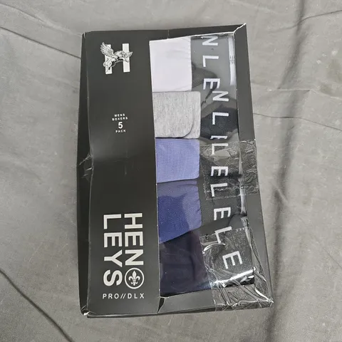 BOXED HENLEYS MEN'S BOXER SHORTS 5 PACK – XL, ASSORTED COLOURS