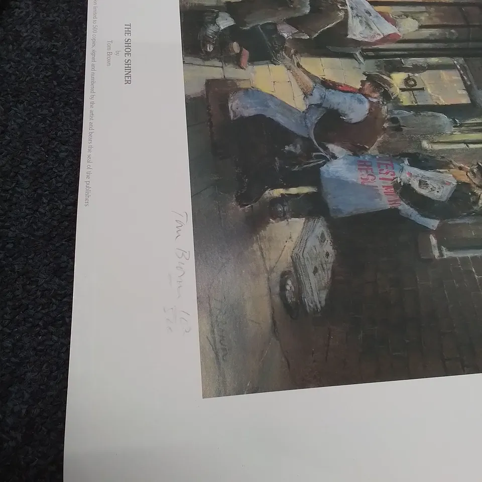 PRINT OF 'THE SHOE SHINER' BY TOM BROWN 102/500
