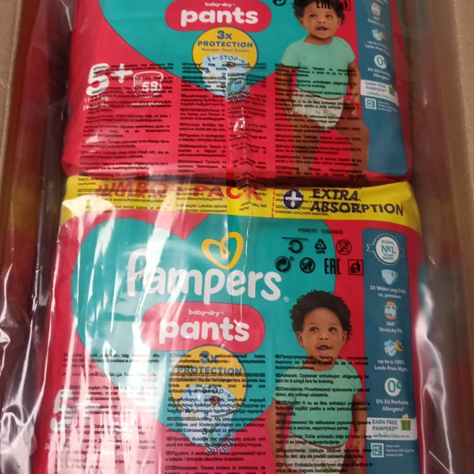 PAMPERS BABY-DRY PANTS NAPPIES – SIZE 5+ – PACK OF 2