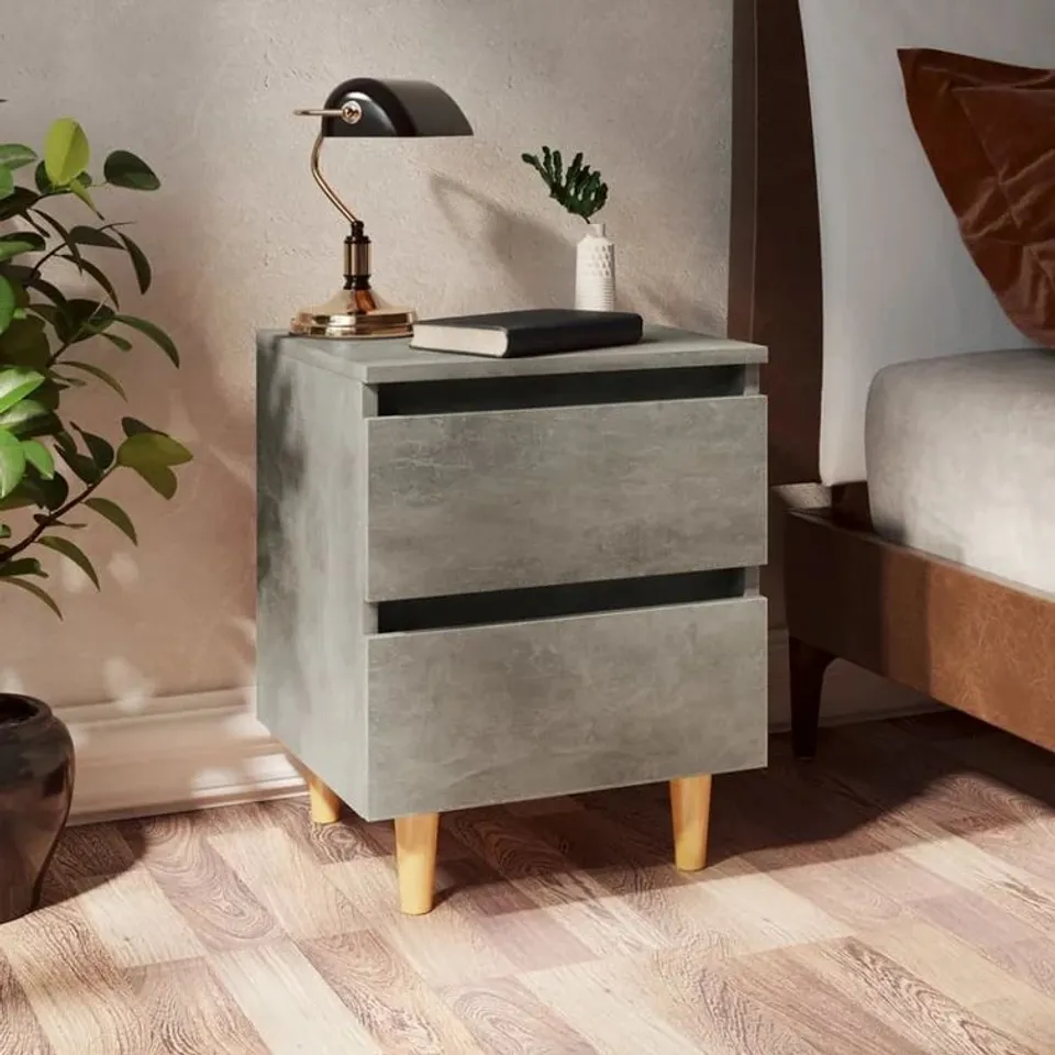 BOXED SELA 2 DRAWER BEDSIDE TABLE CONCRETE GREY