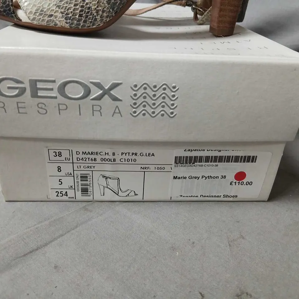 GEOX RESPIRA MARIE GREY PYTHON – WOMEN'S HIGH HEEL SANDALS, EU 38 (UK 5)