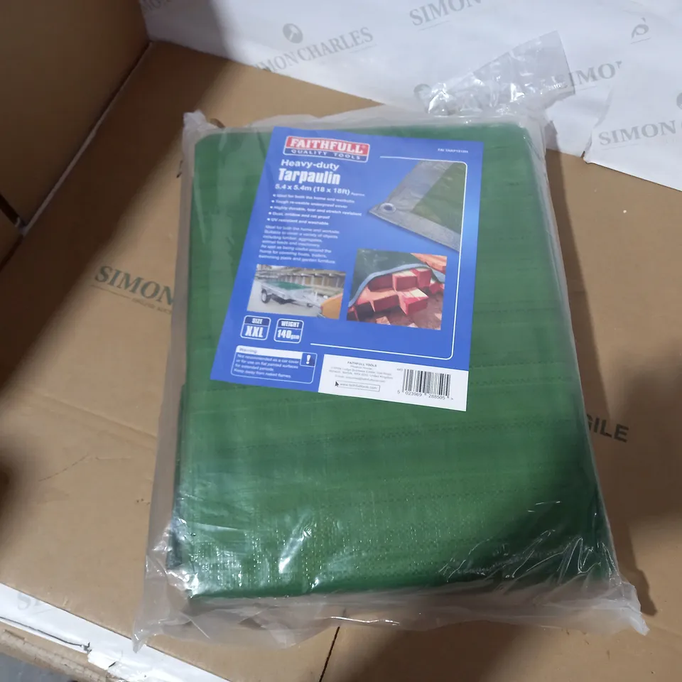 FAITHFUL HEAVY-DUTY GREEN TARPAULIN APPROX 18X18FT