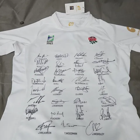 ENGLAND RUGBY WORLD CUP 2003 AUTOGRAPHED SHIRT - SIZE L