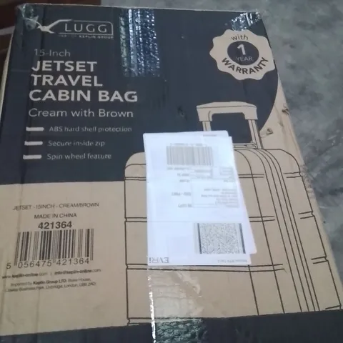 BOXED LUGG 15INCH JETSET TRAVEL CABIN BAG CREAM&BROWN 