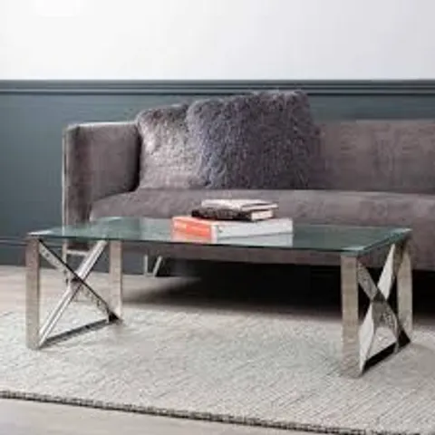 BRAND NEW BOXED HOMESDIRECT365 VALUE ZENITH STAINLESS STEEL COFFEE TABLE