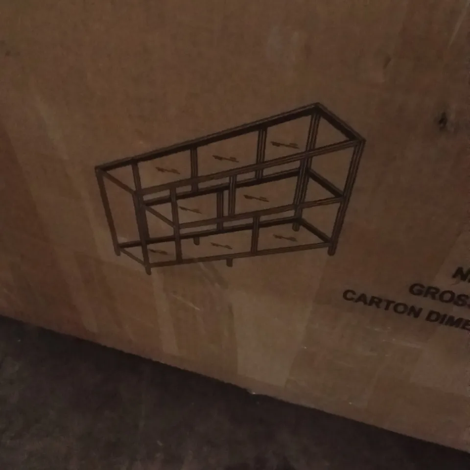 BOXED ACCENT TABLE IN BRASS FINISH