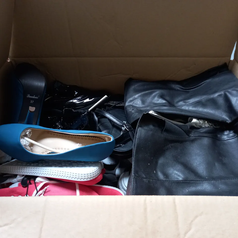 LARGE QUANTITY OF ASSORTED WOMENS SHOES IN VARIOUS SIZES, COLOURS AND STYLES