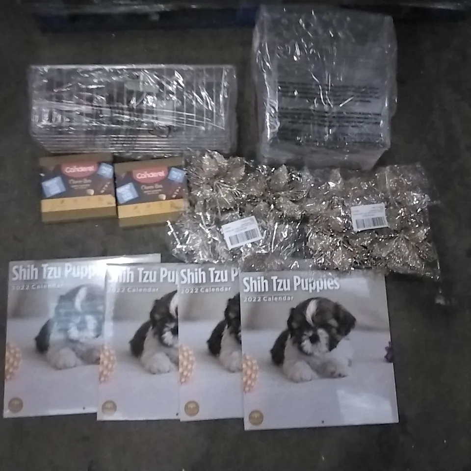 PALLET OF ASSORTED ITEMS INCLUDING LUXURY CHRISTMAS PUDDING, BRIGHT DAY COMPANY PLANNER, SHIH TZU 2022 CALENDER, TOY IAN GLITTER ORNAMENTS, CANDEREL CHOCO BAR, IPAD MINI 6 CASE  