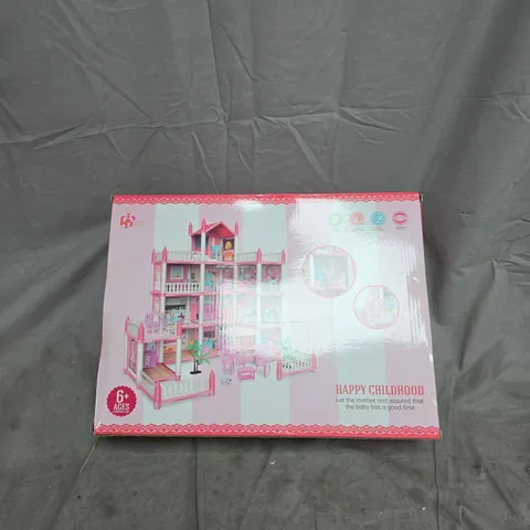 HAPPY CHILDHOOD DOLLHOUSE PLAYSET – PINK MULTI-LEVEL HOUSE