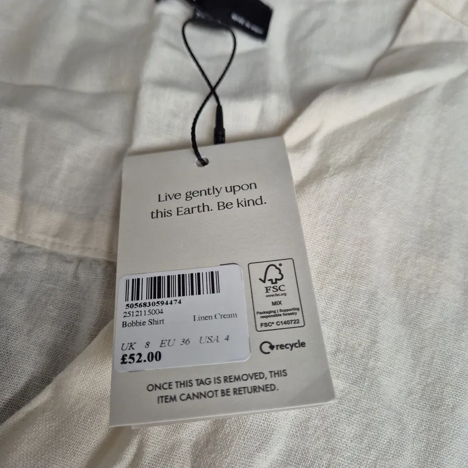 NOBODY'S CHILD BOBBIE SHIRT – LINEN CREAM, UK 8