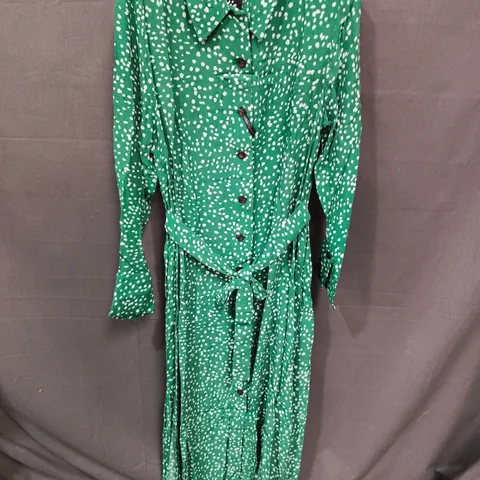 MELLIE GREEN POLKA DOT SHIRT DRESS – UK SIZE 14
