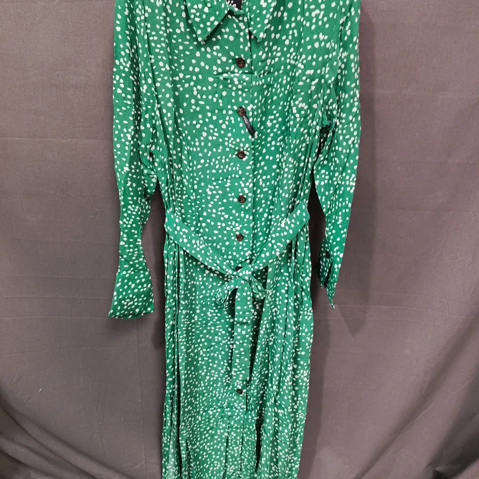 MELLIE GREEN POLKA DOT SHIRT DRESS – UK SIZE 14