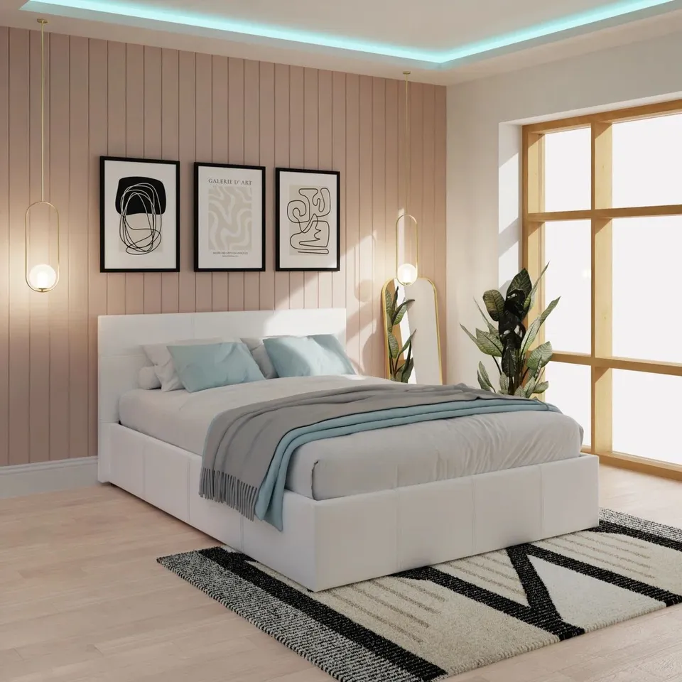 BOXED BASSO UPHOLSTERED SIDE LIFT OTTOMAN BED - SMALL DOUBLE (2 BOXES)