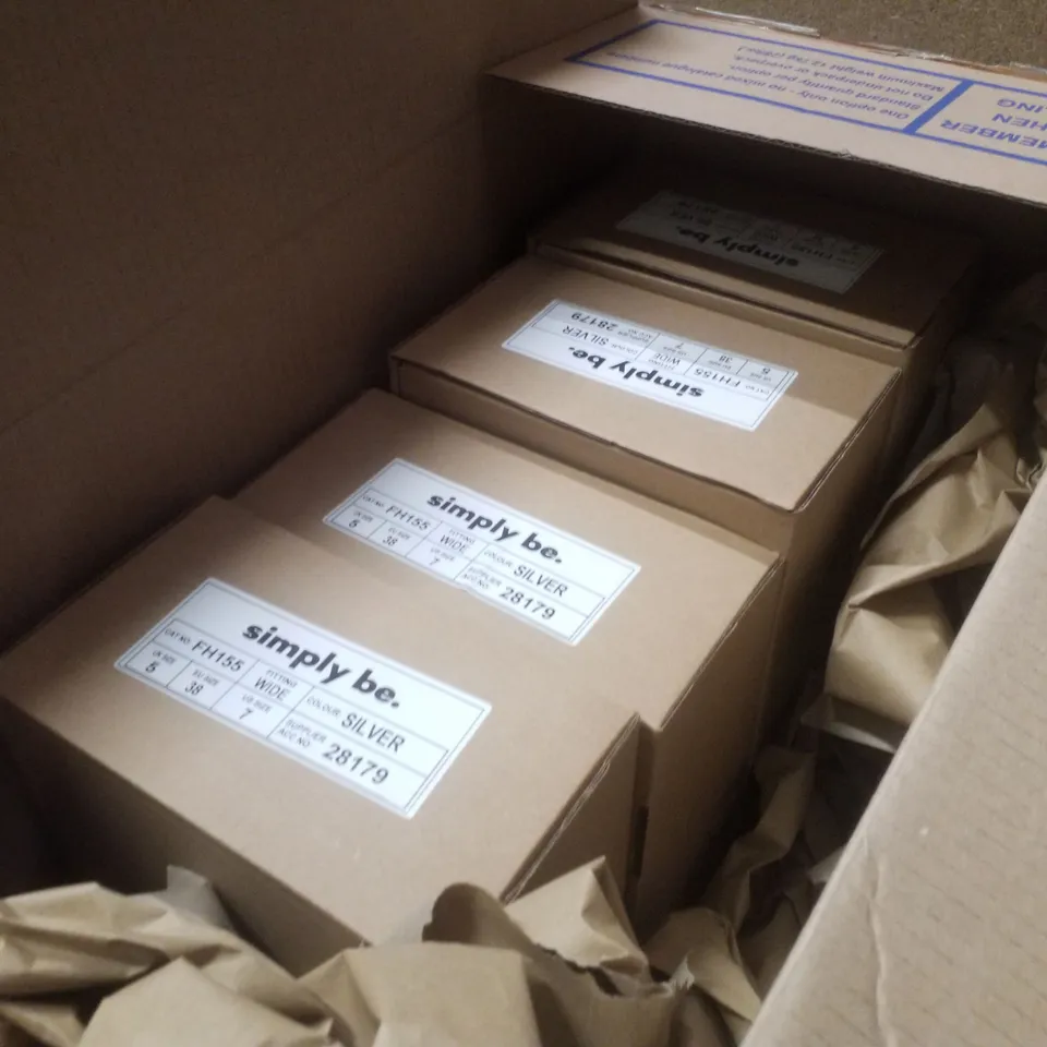 BOX CONTAINING APPROXIMATELY 4 PAIRS OF BRAND NEW SIMPLY BE SILVER DALLAS WIDE PENNY LOAFERS - SIZE 5