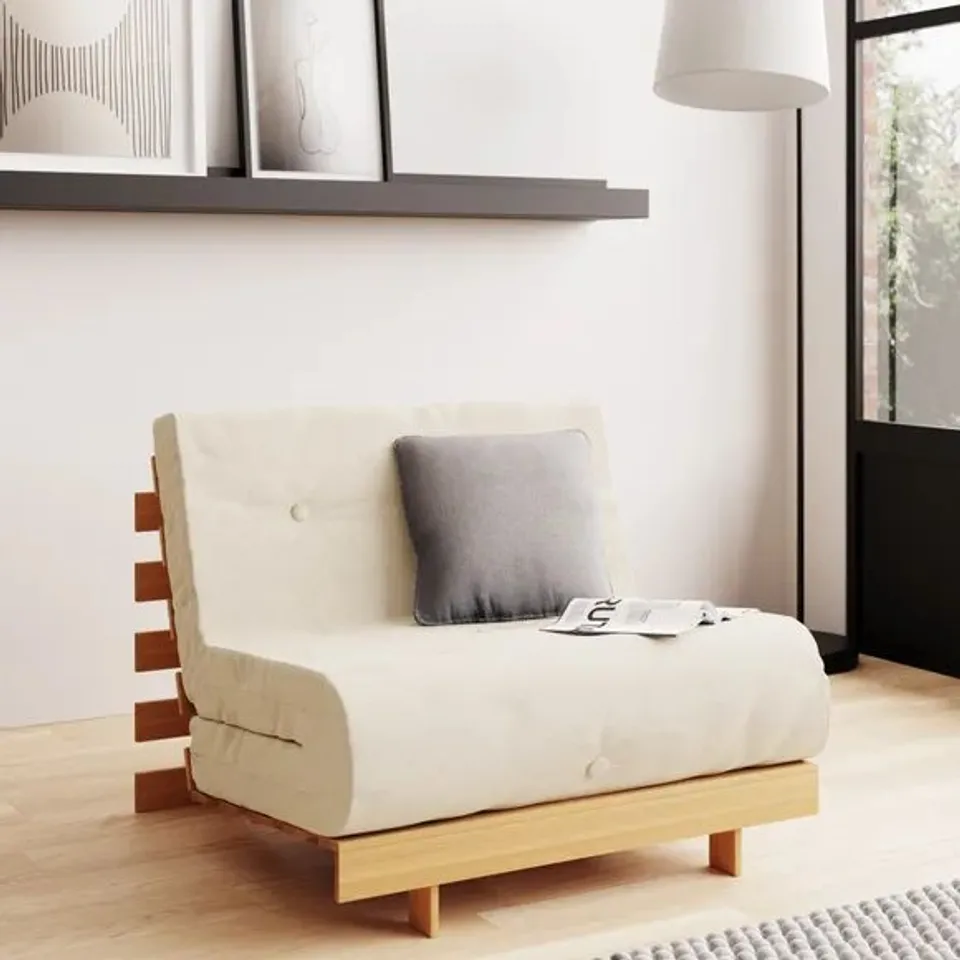 BOXED  MITO COTTON DRILL SINGLE FUTON + MATTRESS 