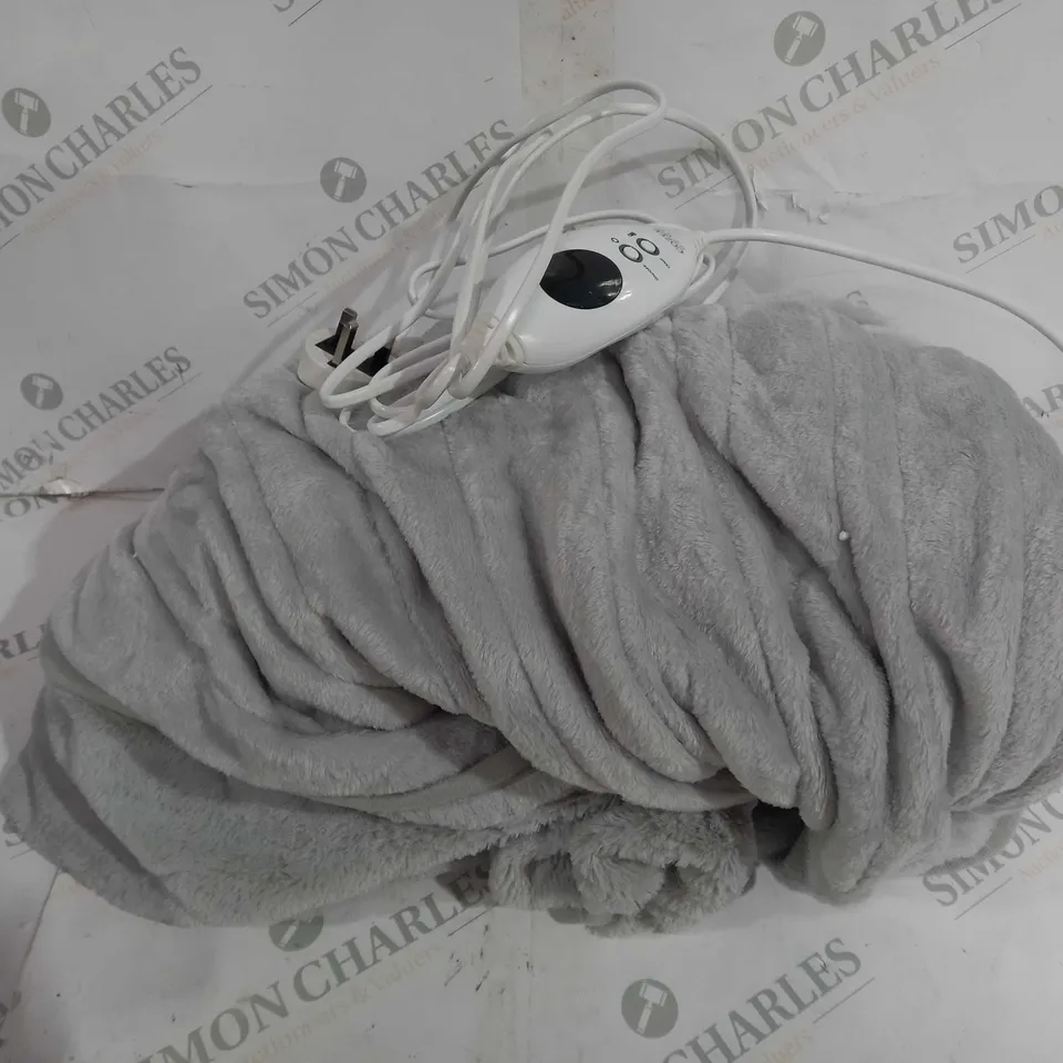 COZEE HOME HEATED BLANKET IN LIGHT GREY
