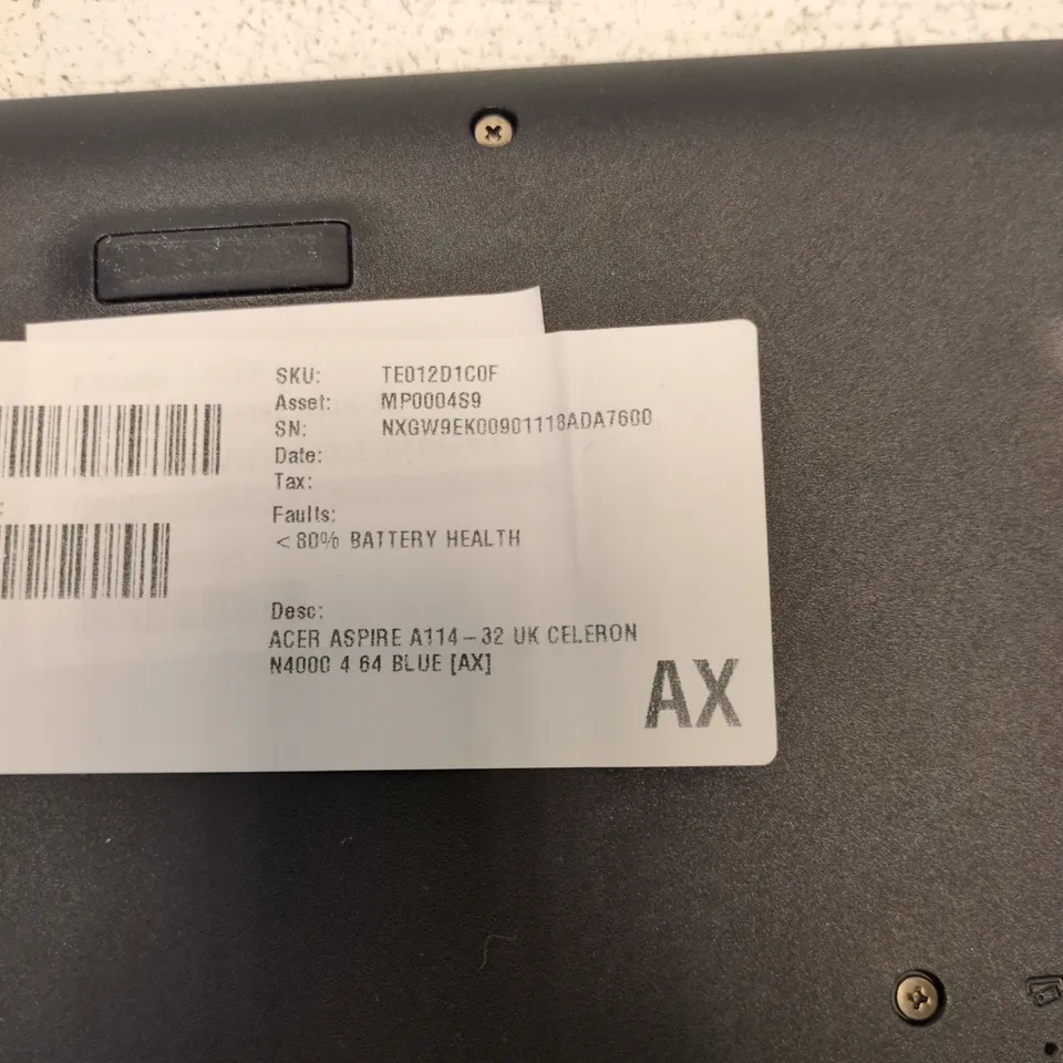 ACER ASPIRE 1 A114-32 BLUE LAPTOP – INTEL CELERON N4000, 4GB RAM, 64GB EMMC, WINDOWS 10 S