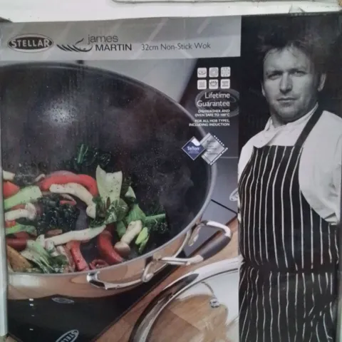 BOXED STELLAR JAMES MARTIN 32CM NON STICK WOK 