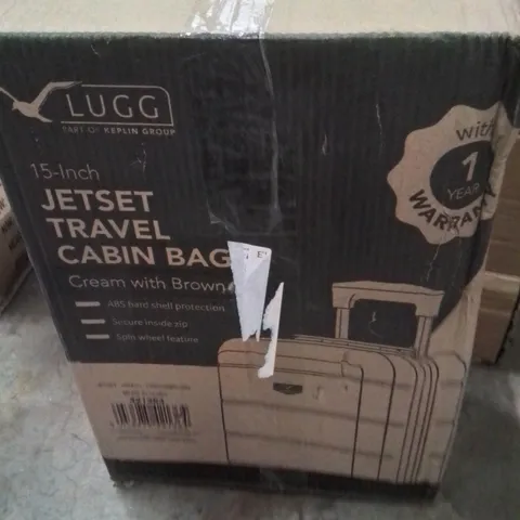 BOXED LUGG 15INCH JETSET TRAVEL CABIN BAG CREAM&BROWN 