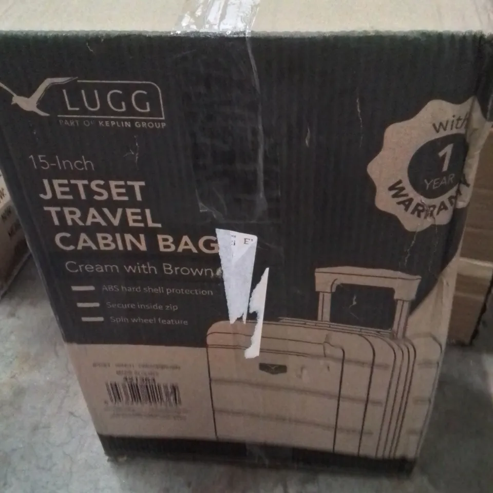 BOXED LUGG 15INCH JETSET TRAVEL CABIN BAG CREAM&BROWN