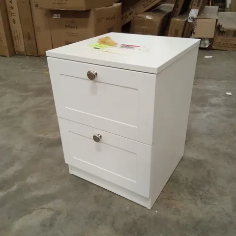 SHABRIE SHAKER 2 DRAWER BEDSIDE TABLE NIGHTSTAND - MATT WHITE
